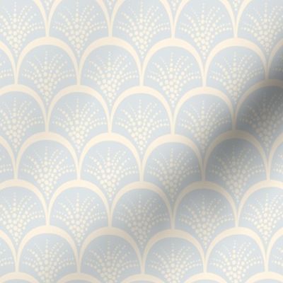 Feather Fan Art Deco Tropical Scallop - Eggshell Blue