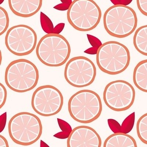 Summer boho citrus garden little lime and orange slices minimal fruit design tangerine ruby red on cream
