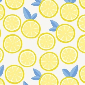 Summer boho citrus garden little lime and orange slices minimal fruit design lemon yellow blue on ivory