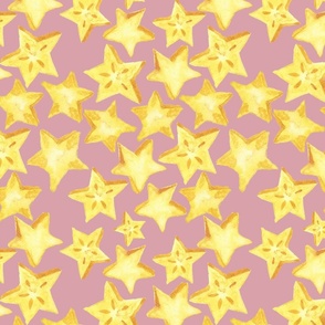star fruit coordinate yellow on soft pink large scale
