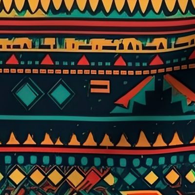 Bright Multicolored Geometric Aztec Pattern