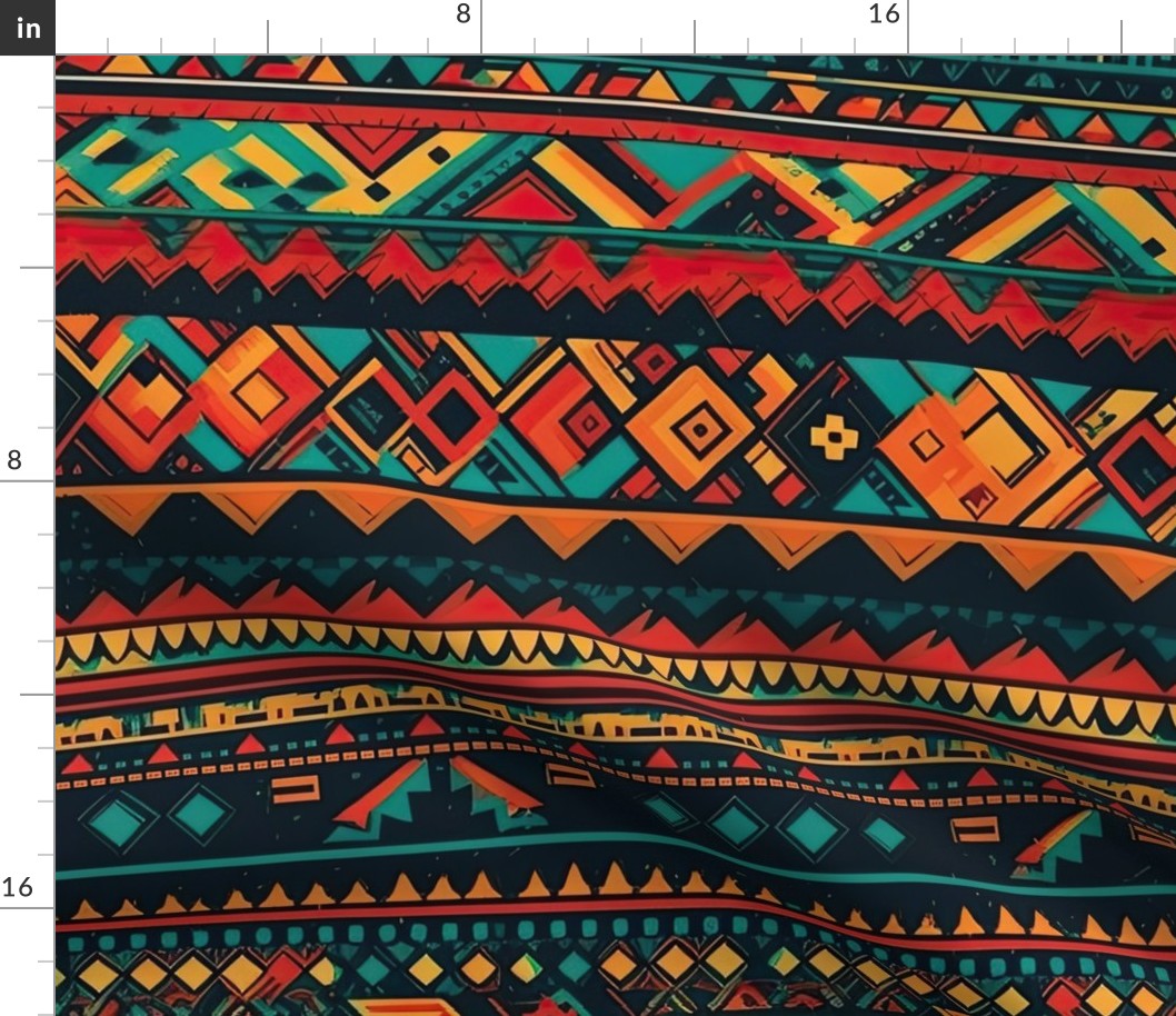 Bright Multicolored Geometric Aztec Pattern