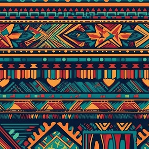 Bright Multicolored Geometric Aztec Pattern
