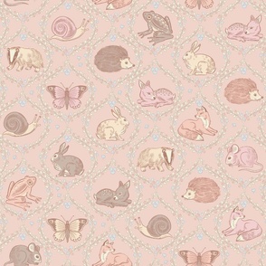 Forest Animals Ogee - Pink