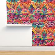 Bright Watercolor Aztec Geometric Pattern