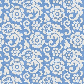 french country linen in bright blue -01