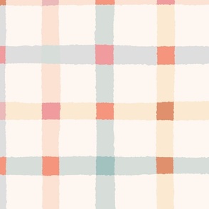 Groovy Gingham Irregular - Candy Teal Citrus and Pink