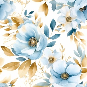 Large Scale Pastel Blue Flowers