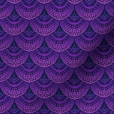 Lace Fantasy Dragon Mermaid Scales in Amethyst Purple | Costume Elegant Fish Scallop Crochet