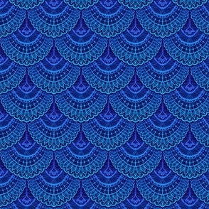 Lace Fantasy Dragon Mermaid Scales in Sapphire Blue | Costume Elegant Fish Scallop Crochet