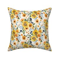 Fall Golden Sunflowers - Watercolor Floral Botanical