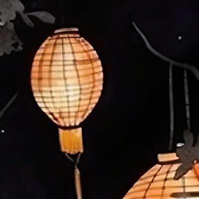 Orange Glowing Chinese Paper Lanterns Watercolor