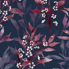 purple plum branches and flowers deep blue 24in