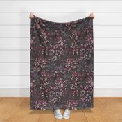 purple plum branches and flowers warm gray 24in