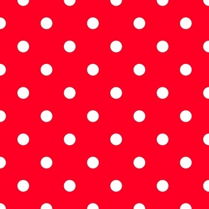 Large 1 Inch white Polka Dots on Cherry Red