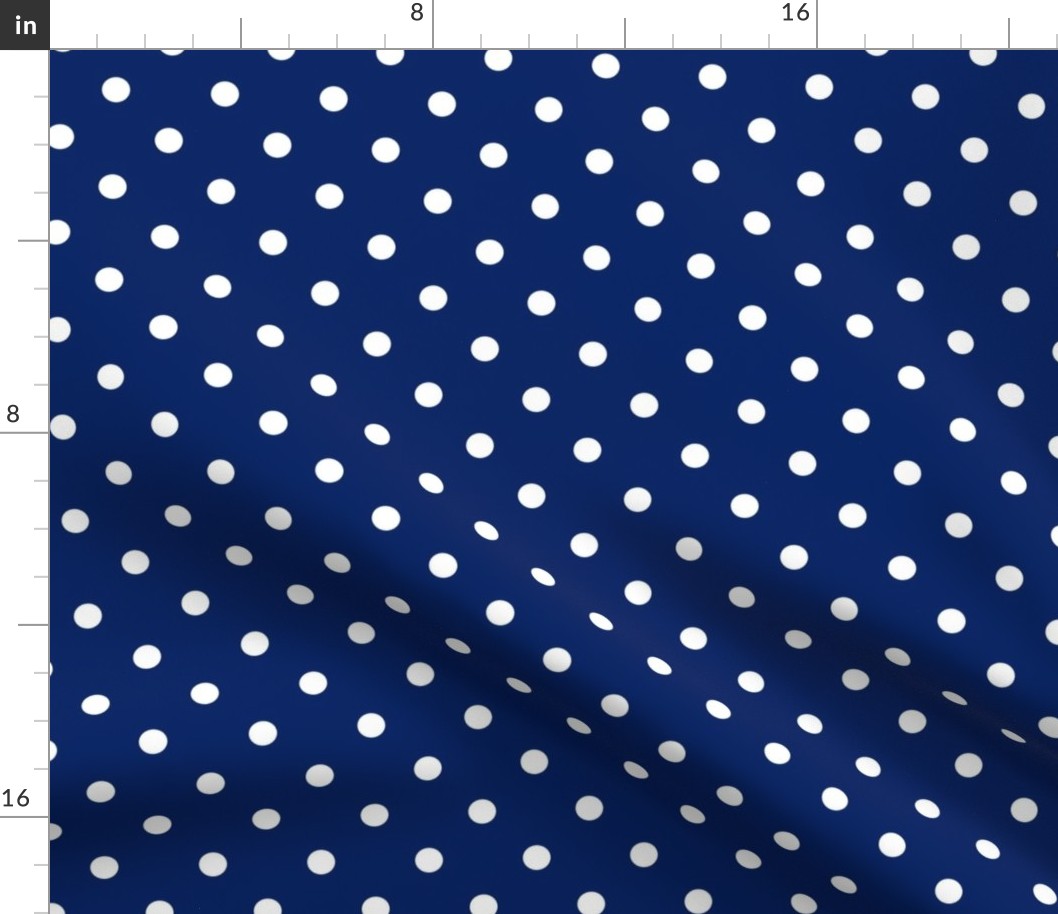 1/2 inch White Polkadots on Navy Blue