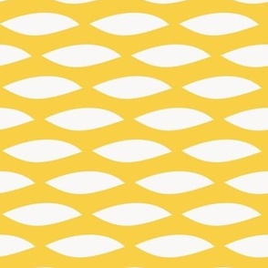 Geometric, bird seed print in off white and sunny yellow
