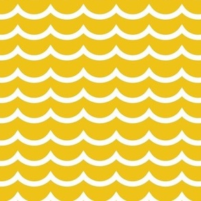 Cute scallop stripe in bright yellow and off white