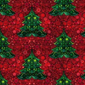 red and green dot christmas tree batik 
