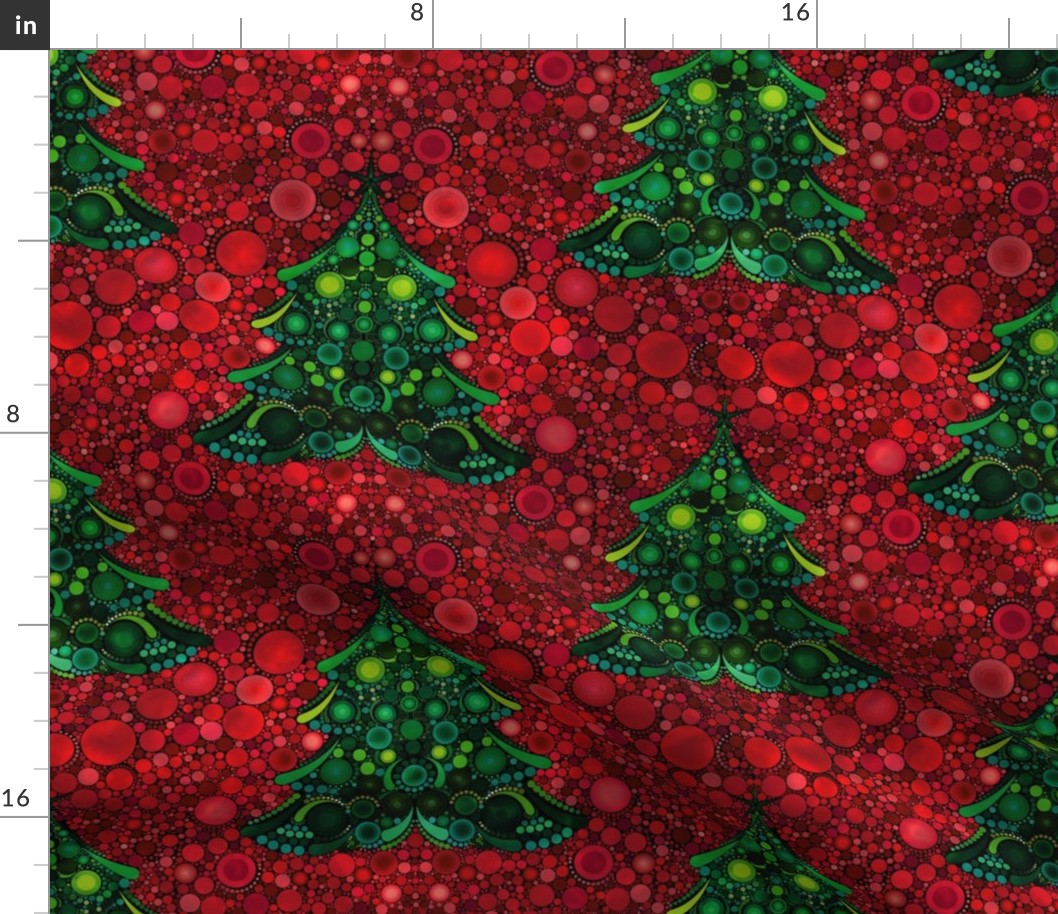 red and green dot christmas tree batik 