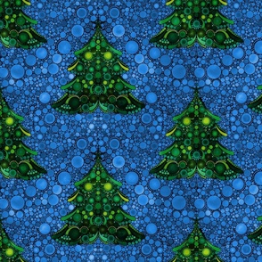 circle dot christmas tree blue background