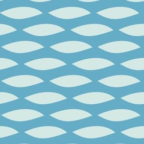 Geometric, bird seed print in off blue and aqua blue