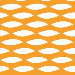 Geometric, bird seed print in off white and orange
