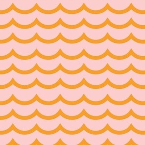 Cute Scallop stripe in colors of pink and orange.
