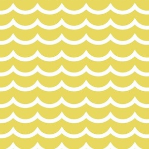 Cute Scallop stripe in colors of lemon yellow and off white.
