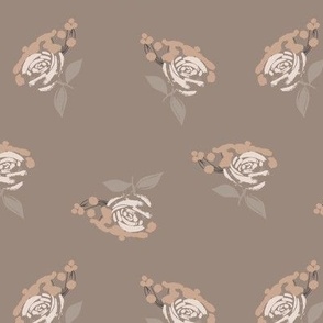 Sparse Rose Floral (Brown)(6")