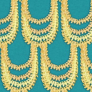 medium -Lots of PuaKenikeni Leis- aqua green  with texture 