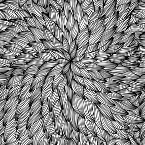 Black and White Non-Directional Fine-Lined Floral Design