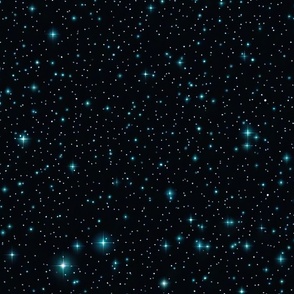 Starry Night of Beautiful Universe with Blue Stars