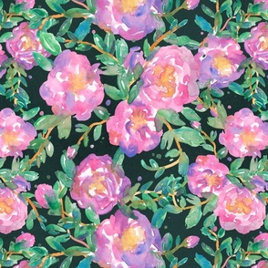 Non-Directional Pink Watercolor Camellia Pattern