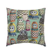 Owl Matryoshka Dolls - Green - BIG