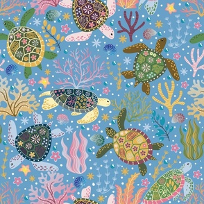 Enchanted Turtles Magical Underwater - large scale