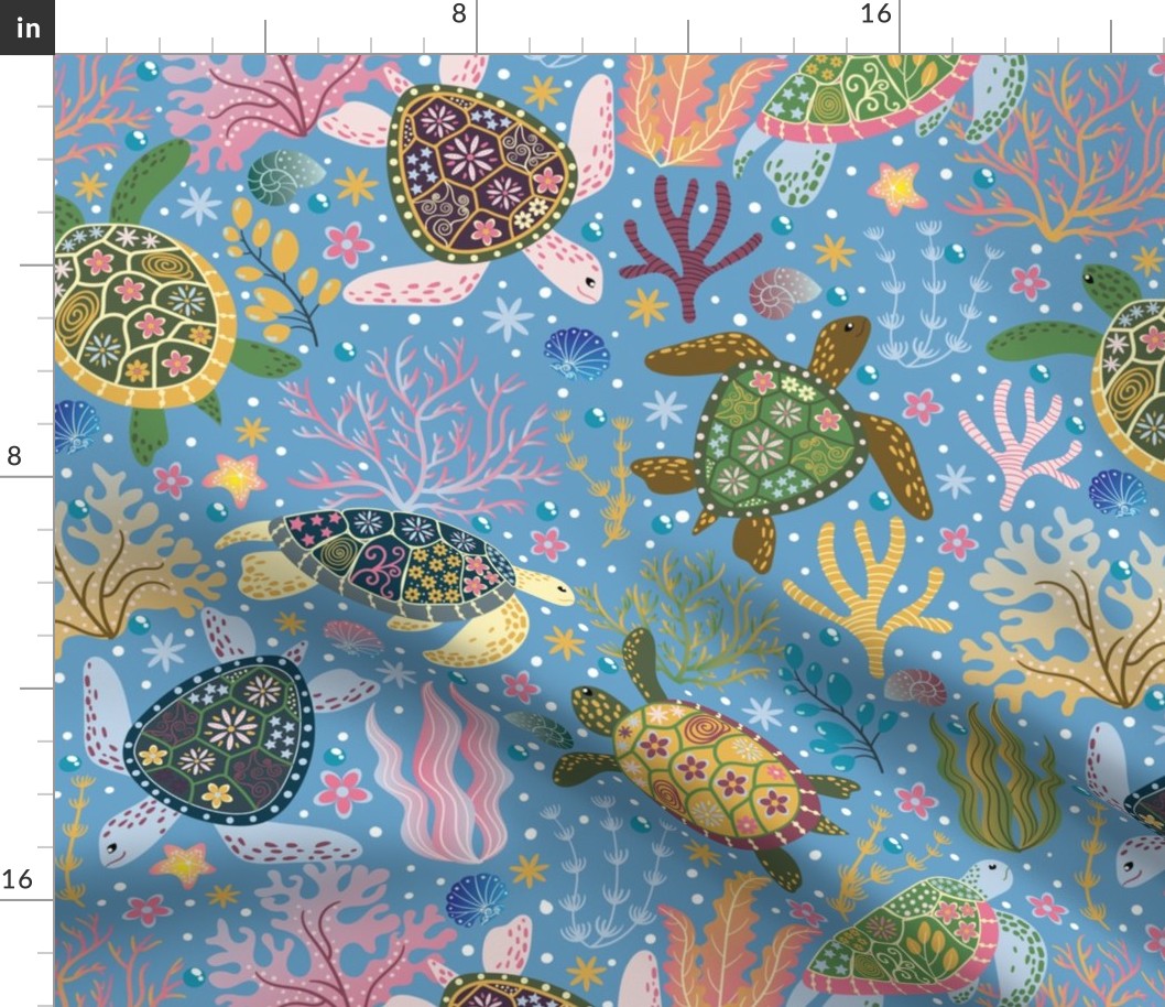 Enchanted Turtles Magical Underwater - large scale