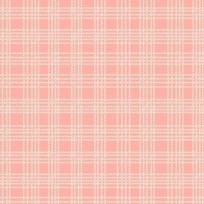 Dashed Plaid Peachy Coral and Cream - small scale - mix and match