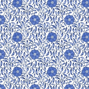 Antiqued And Reconstructed Floral Blue And White Flowers Chinoiserie 4- Owen Jones - Examples of Chinese ornament selected from objects in the South Kensington Museum and other collections 1867 1