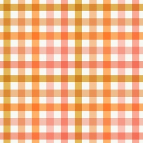 Gingham in Yellow, Pink, and Orange - Checkered Plaid on a creamy white background