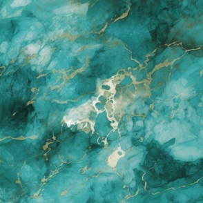 Teal Marble Texture with Gold Veins