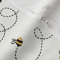 MEDIUM Cute Doodle Buzzing Bees on a white background 