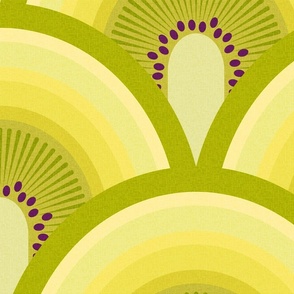 kiwi fruit rainbow jumbo wallpaper scale retro art deco kids by Pippa Shaw