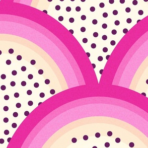tropical dragonfruit rainbow jumbo wallpaper scale pink white art deco kids by Pippa Shaw