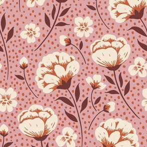Bloom Peonies and Pansies Pink and Orange