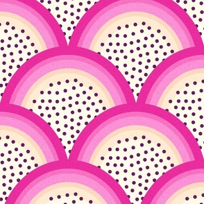 tropical dragonfruit rainbow extra large wallpaper scale pink white art deco kids by Pippa Shaw