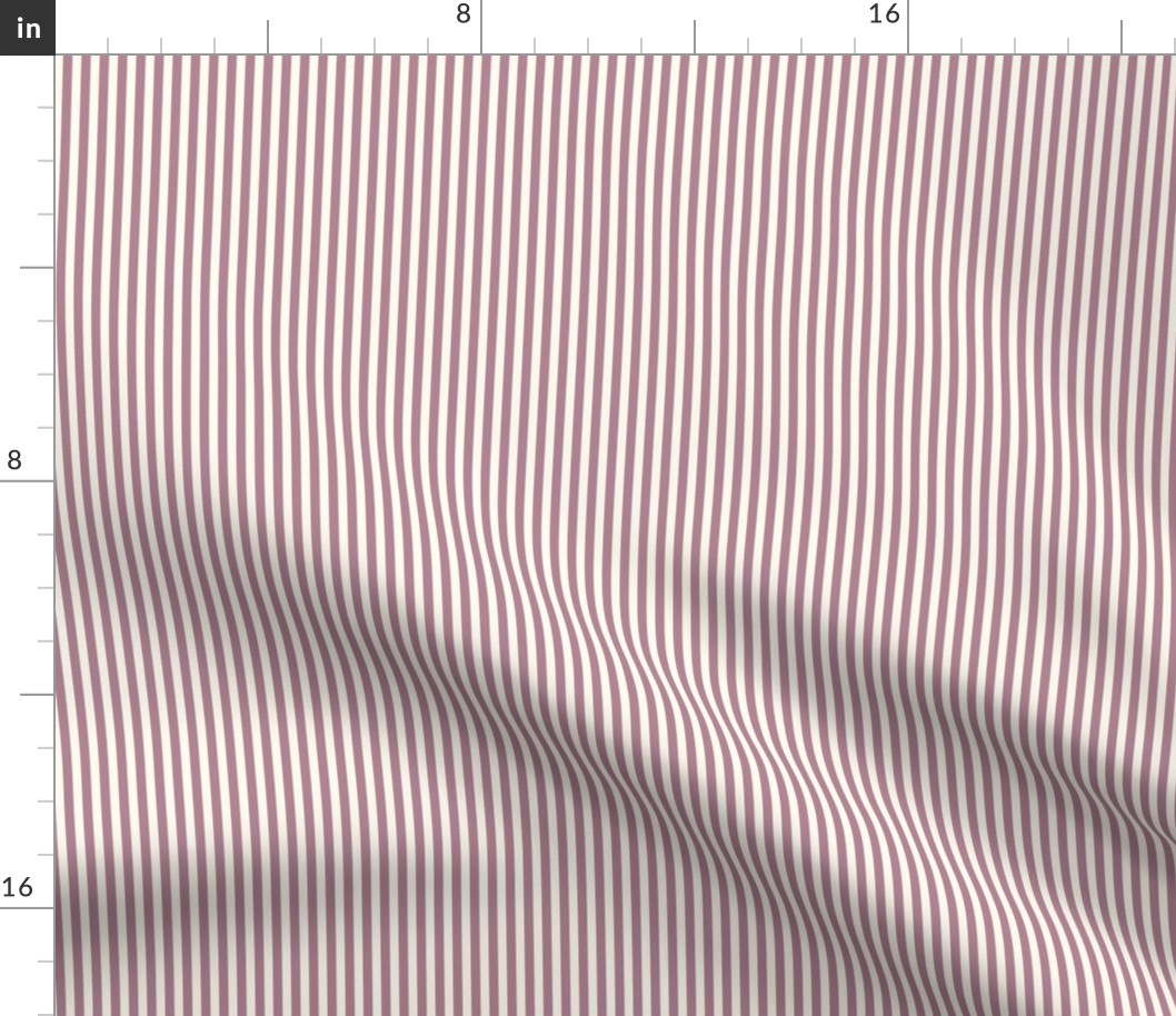 Cabana stripe - Medium antique mauve pink and creamy white - perfect stripe - extra small lilac candy stripe