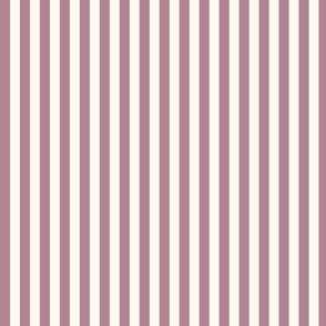 Cabana stripe - Medium antique mauve pink and creamy white - perfect stripe - small dusty lilac candy stripe