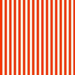 Cabana stripe - Orange red and creamy white - perfect stripe - small orange candy stripe
