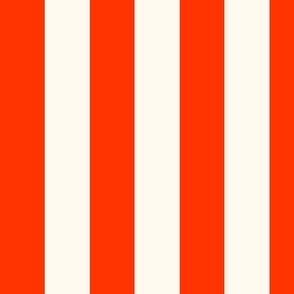 Cabana stripe - Orange red and creamy white - perfect stripe - medium orange red candy stripe
